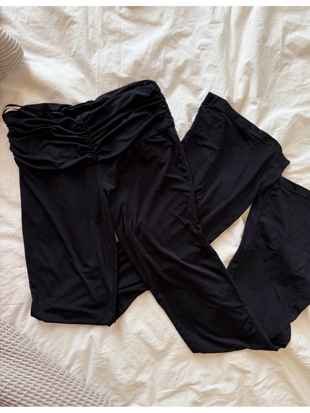 I.AM.GIA Black Ruched Waist Wide-Leg Pants